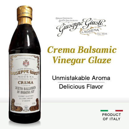 Giuseppe Giusti Italian Crema Balsamic Glaze Vinegar Reduction of Modena IGP, Natural Flavored Balsamic Vinegar Glaze Made With Balsamic Vinegar of Modena, Imported from Italy - 16.9 fl oz (500 ml) - 1 Case