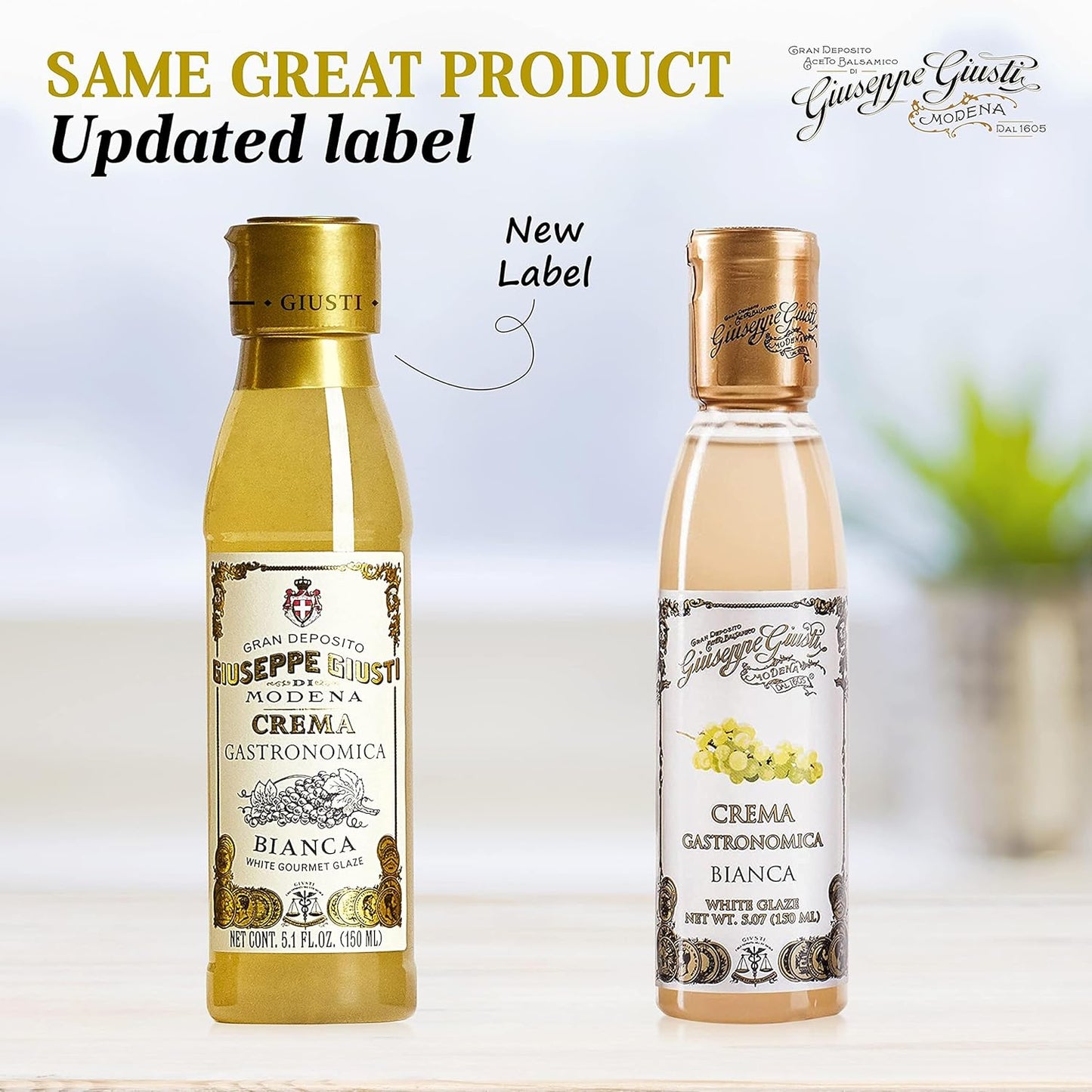 Giuseppe Giusti Italian Crema Balsamic Glaze Vinegar Reduction of Modena IGP, White Grape Balsamic Vinegar Glaze Made With Balsamic Vinegar of Modena, Imported from Italy - 150 ml - 1 Case