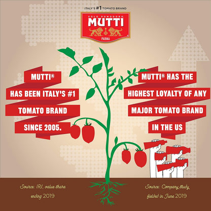 Mutti — 24.5 oz. Tomato Puree with Fresh Basil (Passata con Basilico) from Italy’s #1 Tomato Brand. Sweet and velvety for recipes calling for Pureed Tomatoes. - 1 Case