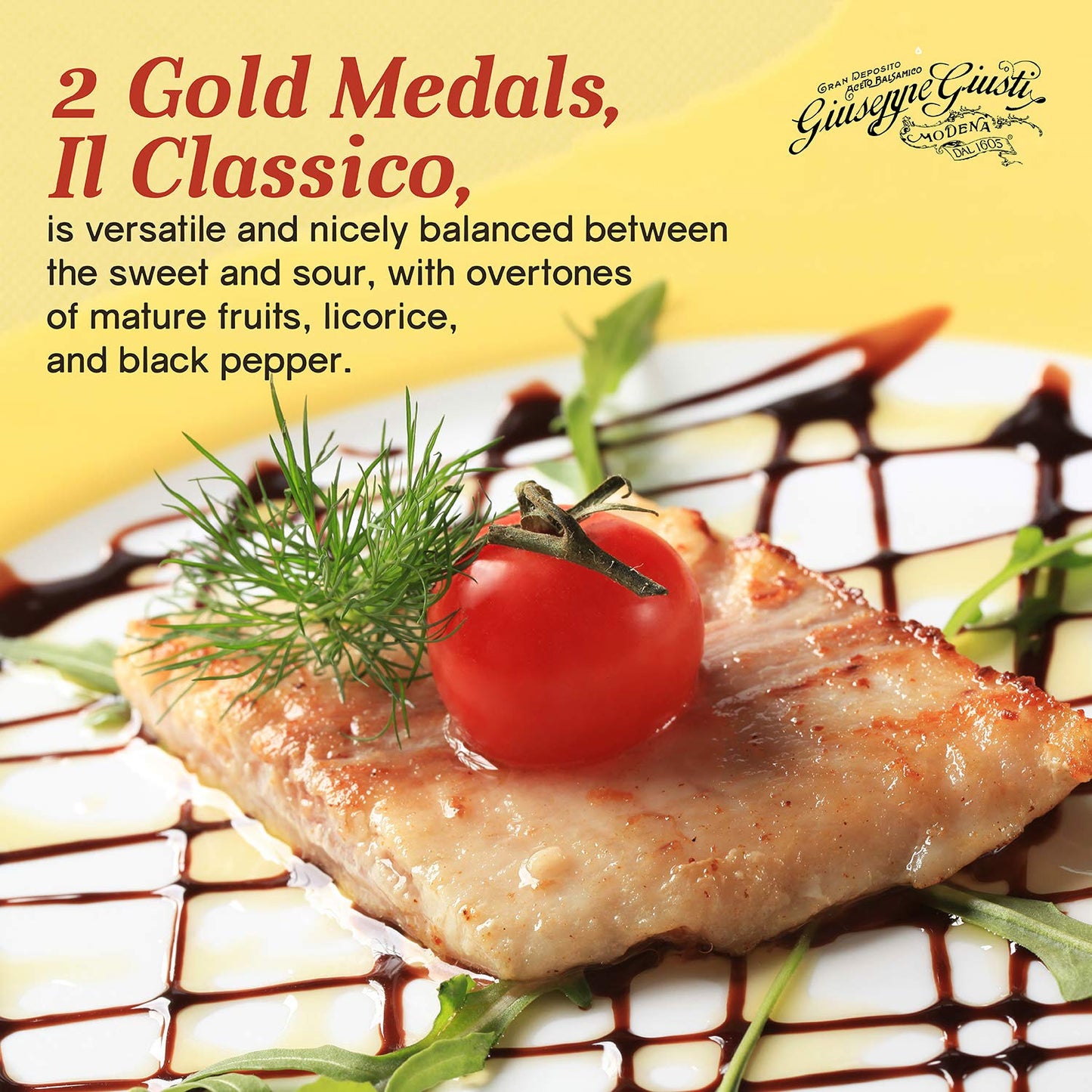 Giuseppe Giusti Aged Balsamic Vinegar of Modena - 2 Gold Medals Aceto Balsamico di Modena - Champagnotta 250ml - 1 Case