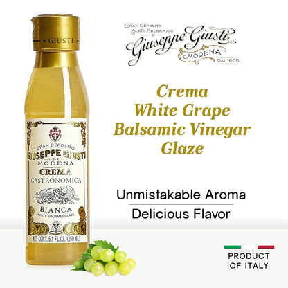 Giuseppe Giusti Italian Crema Balsamic Glaze Vinegar Reduction of Modena IGP, White Grape Balsamic Vinegar Glaze Made With Balsamic Vinegar of Modena, Imported from Italy - 150 ml - 1 Case