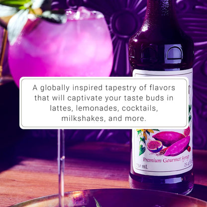 Monin - Ube Blend Syrup, Savory & Sweet, Blended With Notes of Fig, Cinnamon & Vanilla, Great for Lemonades, Boba Tea, & Coffee, Dairy-Free, No Artificial Sweeteners, Gluten-Free (Glass, 750 mL) - Case 1