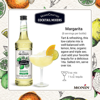 Monin - HomeCrafted Margarita Cocktail Mixer, Ready-to-Use Drink Mix, Well Balanced and Made with Real Citrus Juices, DIY Cocktails, Just Add Tequila, Perfect on the Rocks or Frozen (750 ml) - Case 1