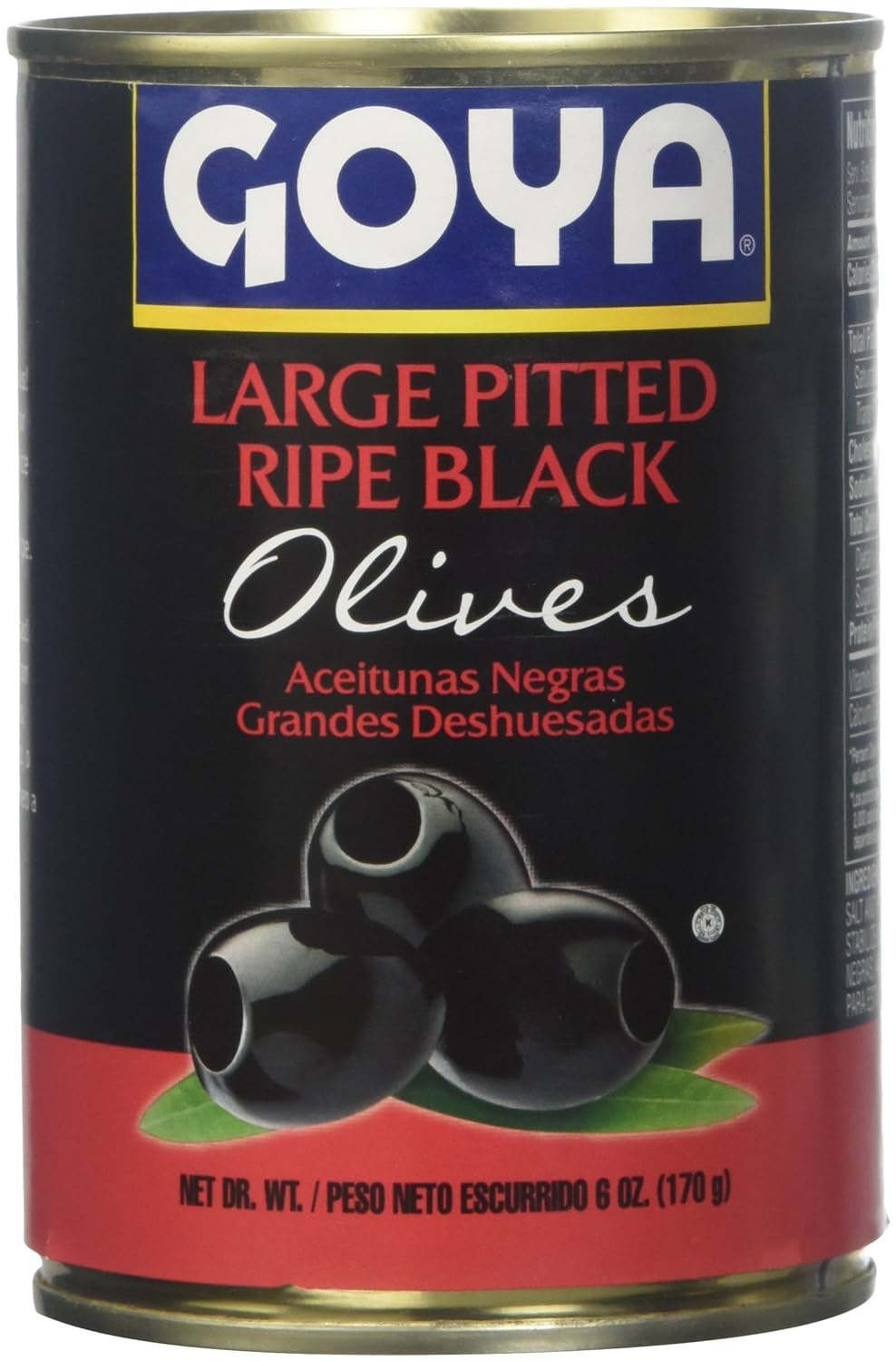 Goya, Large Pitted Ripe Black Olives, 170 Grams(gm) - Case 1