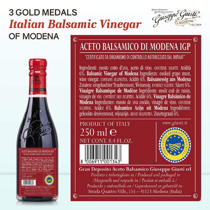 Giuseppe Giusti Gran Deposito Aceto Balsamico Di Modena 3 Gold Medals ""Riccardo Giusti"" - Champagnotta - 250 ml - 1 Case