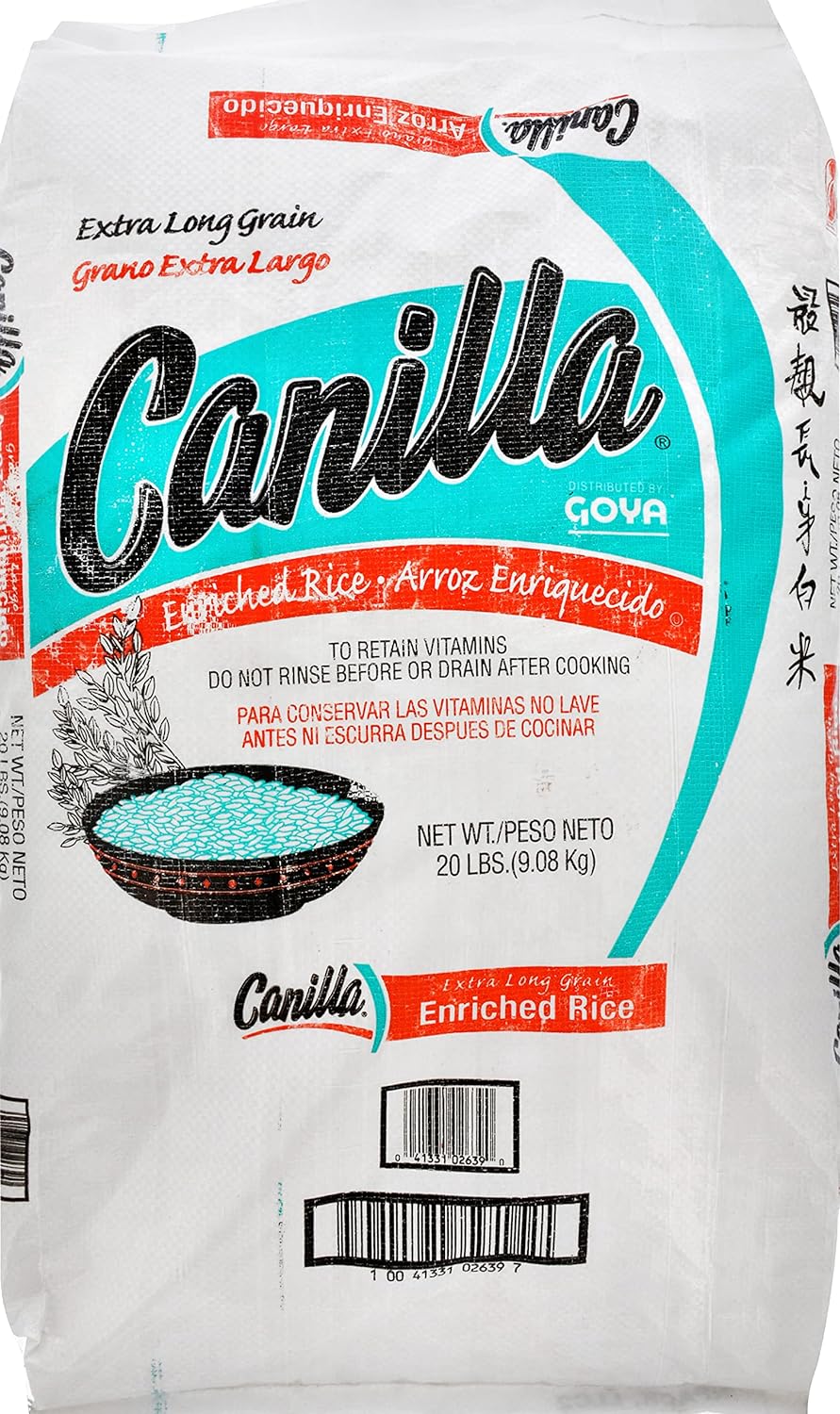 Goya Foods Canilla Extra Long Grain White Rice, 20 Pound - Case 1