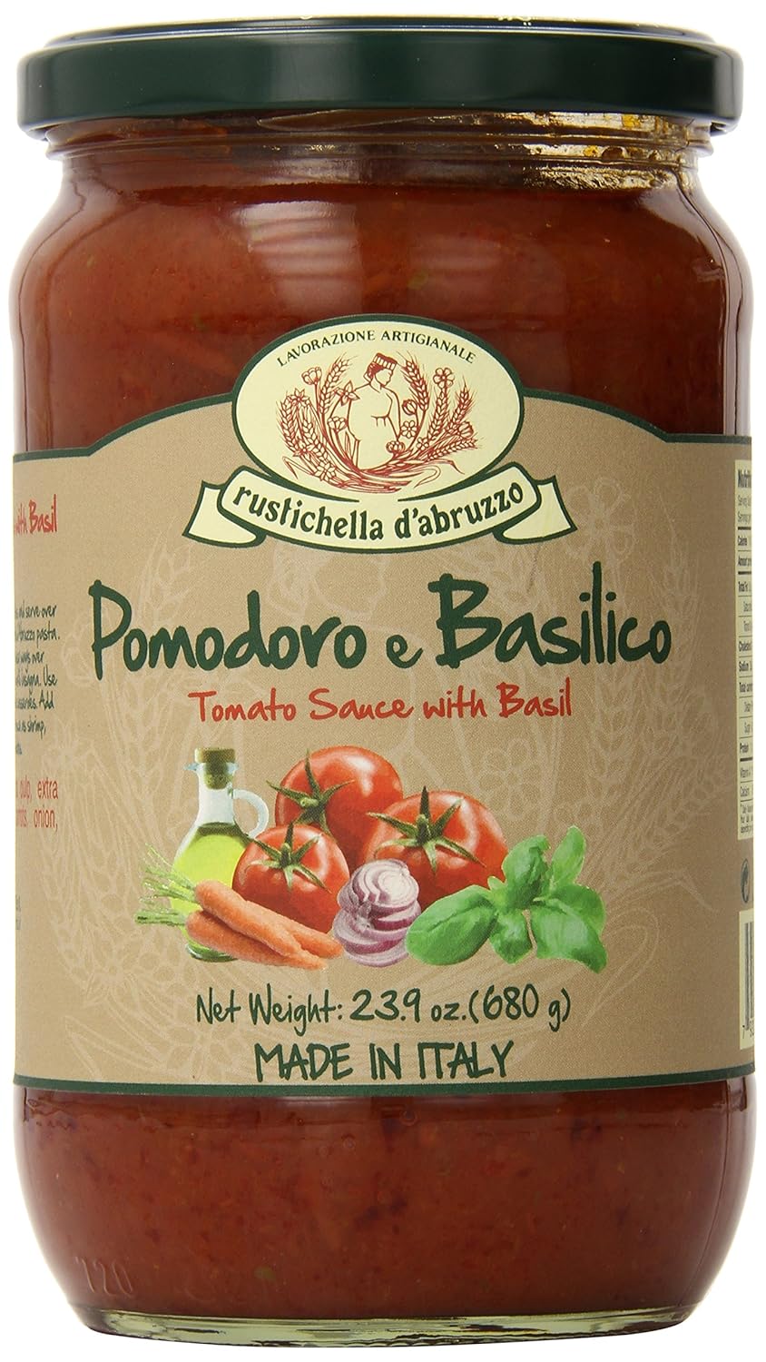 Rustichella d'Abruzzo Tomato Sauce with Basil - 24 ounce - Case 1