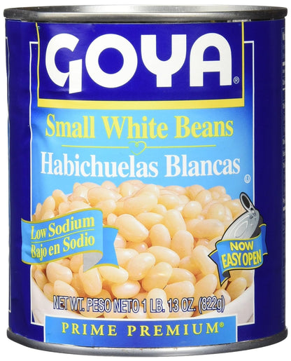 Goya Small White Beans, Low Sodium, 29 Ounce (822 grams) - Case 1