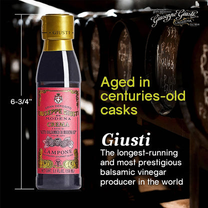 Giuseppe Giusti Crema Raspberry Balsamic Glaze of Modena - 150 ml - 1 Case