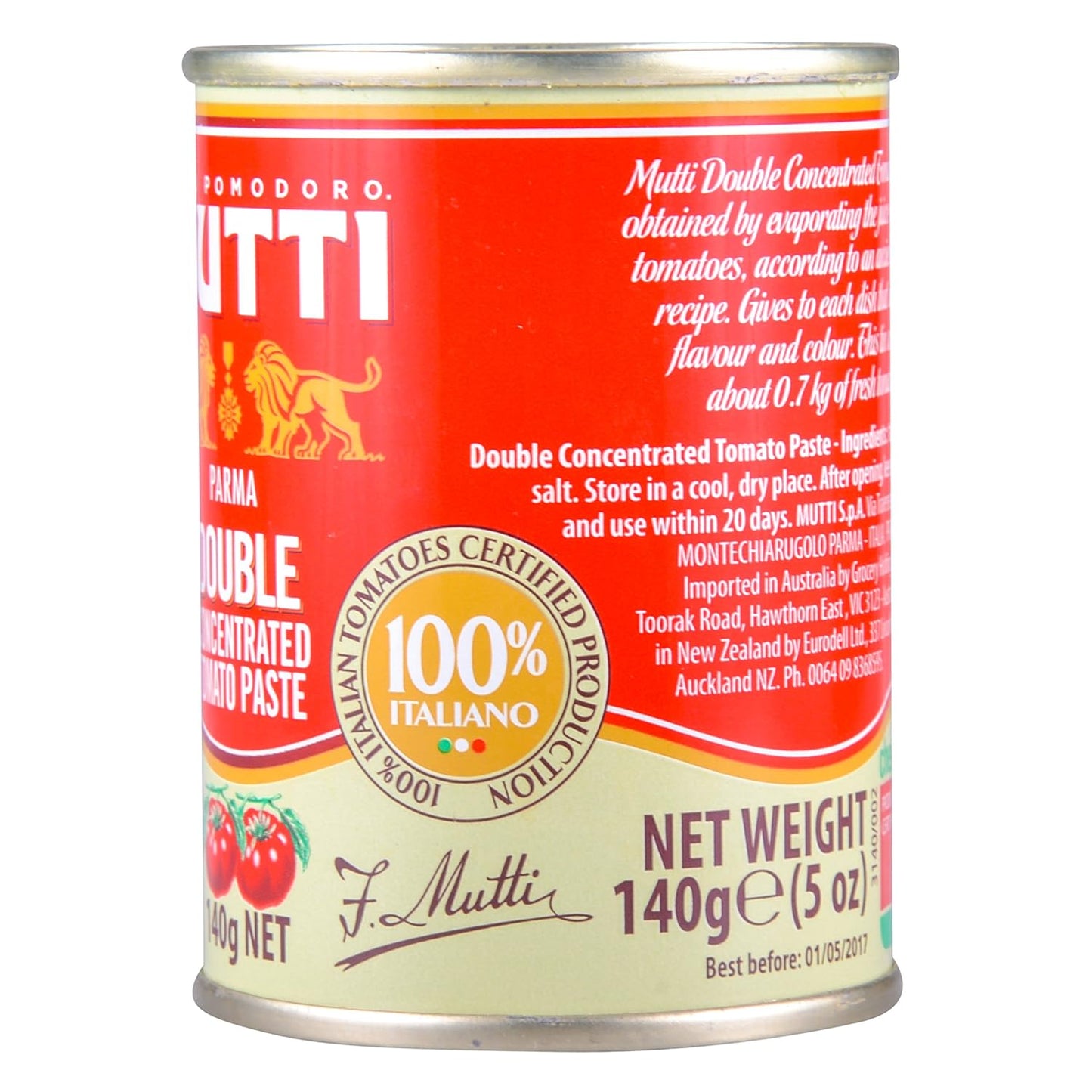 Mutti Double Concentrated Tomato Paste (Doppio Concentrato), 4.94 oz. Can | Italy’s #1 Brand of Tomatoes | Canned Tomatoes | Vegan Friendly & Gluten Free | No Additives or Preservatives - 1 Case