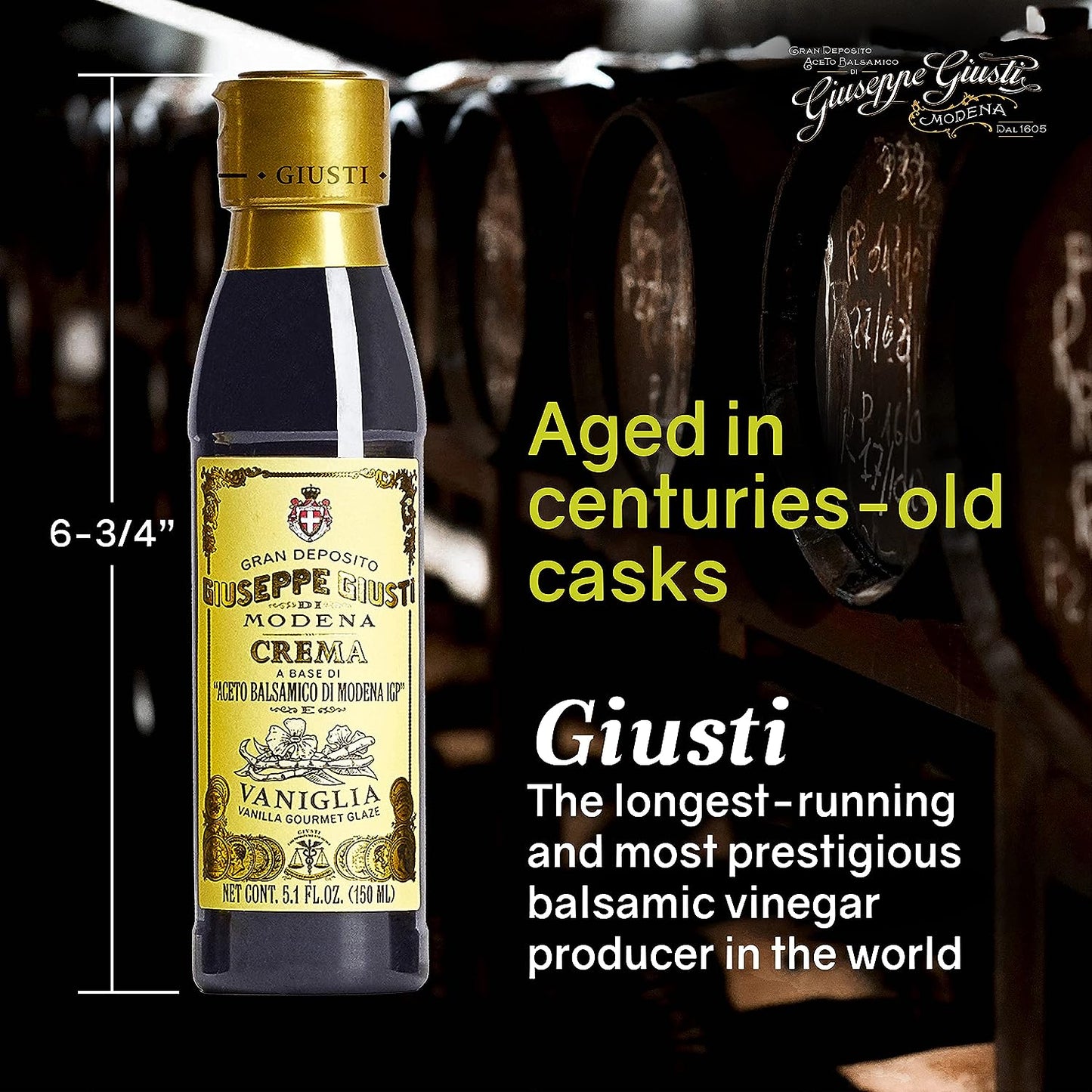 Giuseppe Giusti Crema Vanilla Balsamic Glaze of Modena - 150 ml - 1 Case