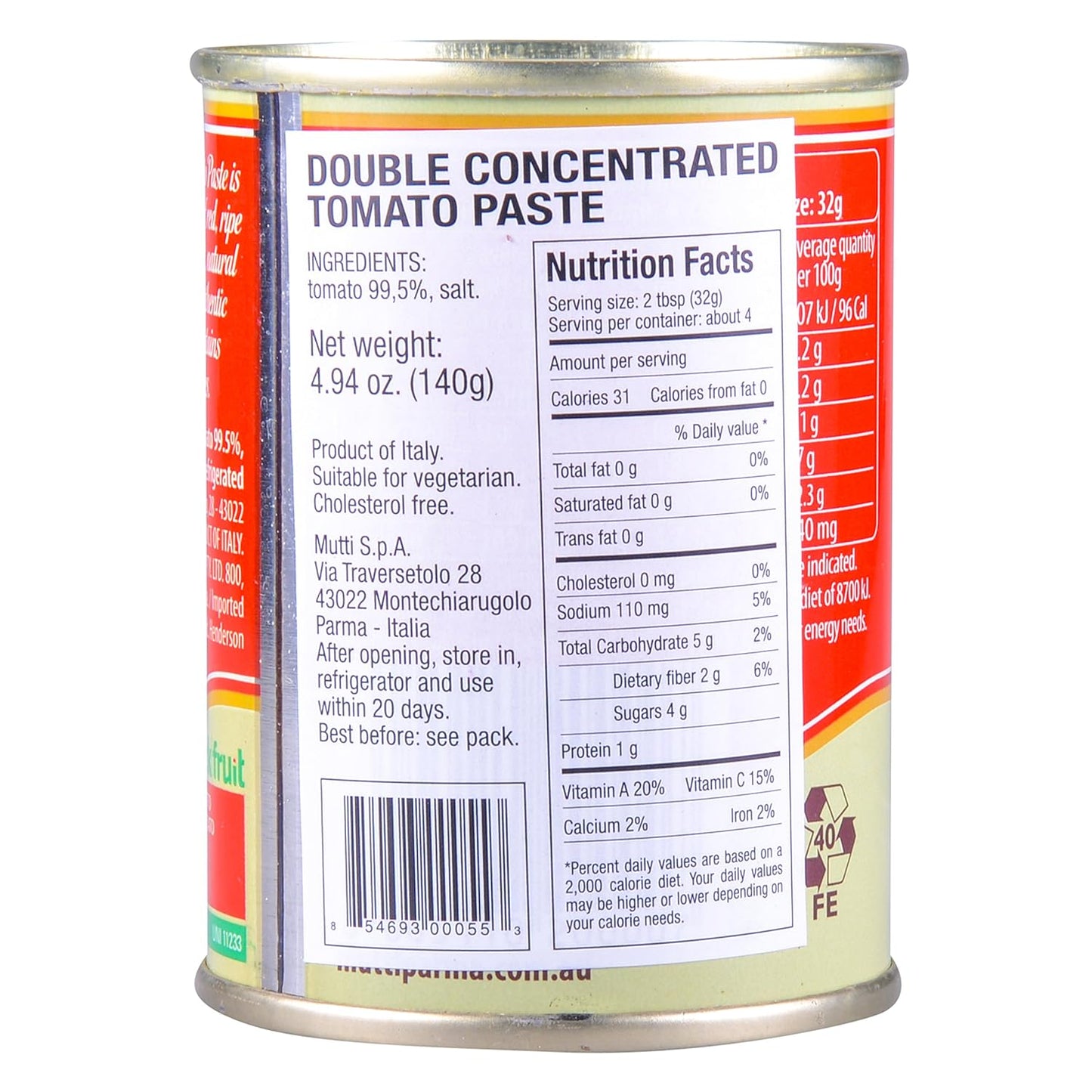 Mutti Double Concentrated Tomato Paste (Doppio Concentrato), 4.94 oz. Can | Italy’s #1 Brand of Tomatoes | Canned Tomatoes | Vegan Friendly & Gluten Free | No Additives or Preservatives - 1 Case