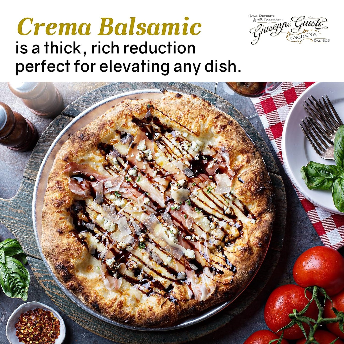 Giuseppe Giusti Italian Crema Balsamic Glaze Vinegar Reduction of Modena IGP, Natural Flavored Balsamic Vinegar Glaze Made With Balsamic Vinegar of Modena, Imported from Italy - 8.45 fl oz (250 ml) - 1 Case