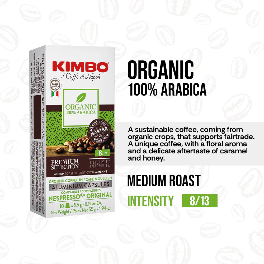 Kimbo 10 Count Espresso Decaf Capsules in Aluminium - Smooth & Rich Italian Roast for Nespresso - 1 Case