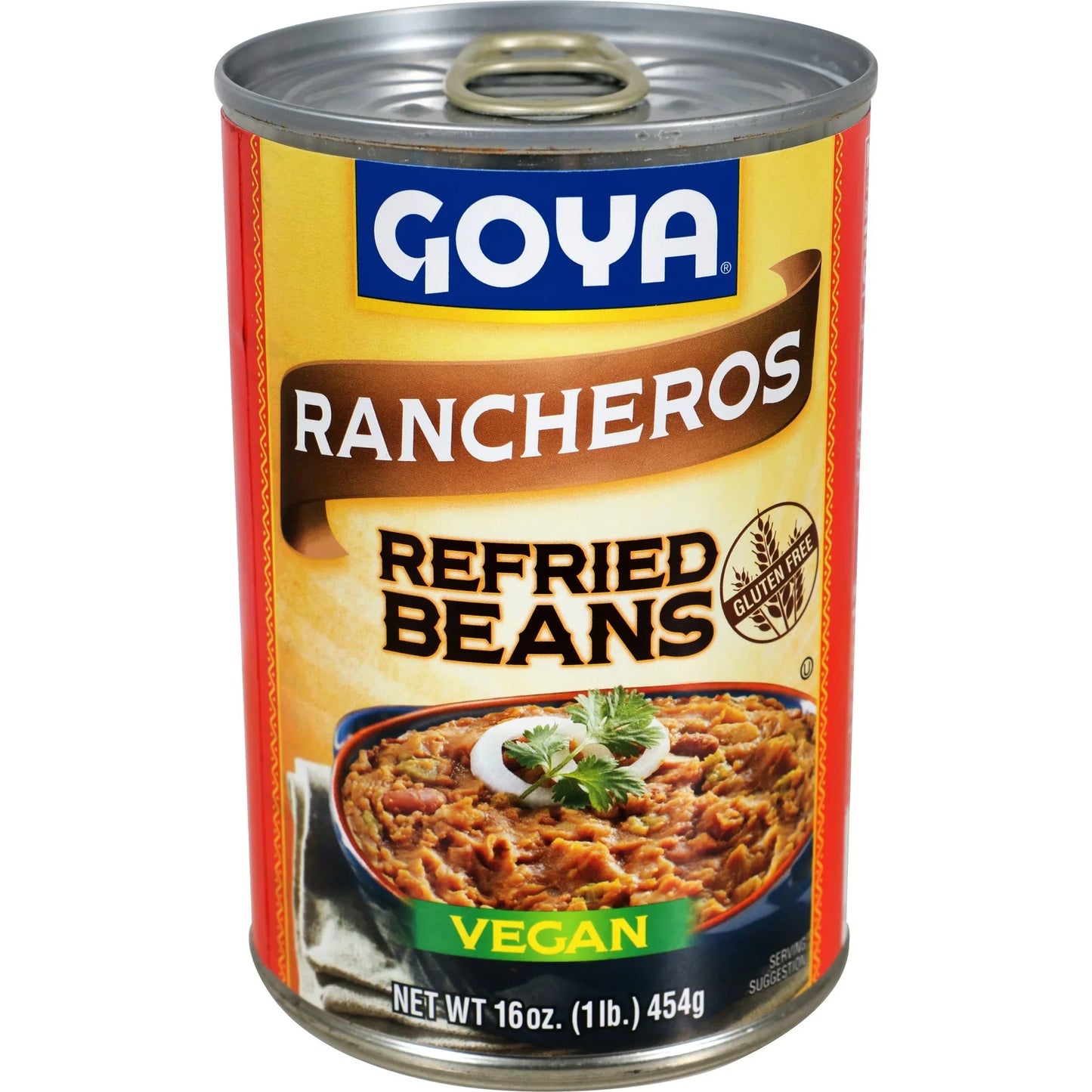 GOYA Rancheros Refried Pinto Beans Vegan 16 Oz - Case 1