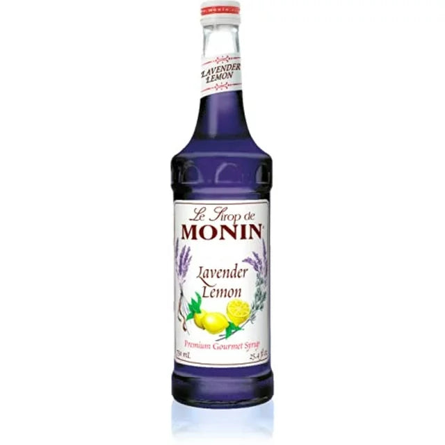 Monin - Lavender Lemon Syrup, Soothing Lavender & Citrus Flavored Syrup, Coffee Syrup, Natural Flavor Drink Mix, Simple Syrup For Coffee, Cocktails, Soda, & More, Gluten-Free, Clean Label (750 Ml) - Case 1