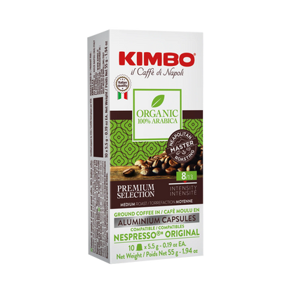 Kimbo 10 Count Espresso Decaf Capsules in Aluminium - Smooth & Rich Italian Roast for Nespresso - 1 Case