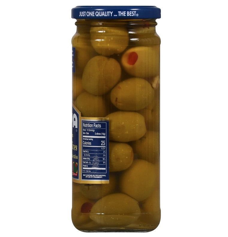 Goya Foods Stuffed Queen Spanish Olives with Minced Pimientos, 9 Ounce - Case 1