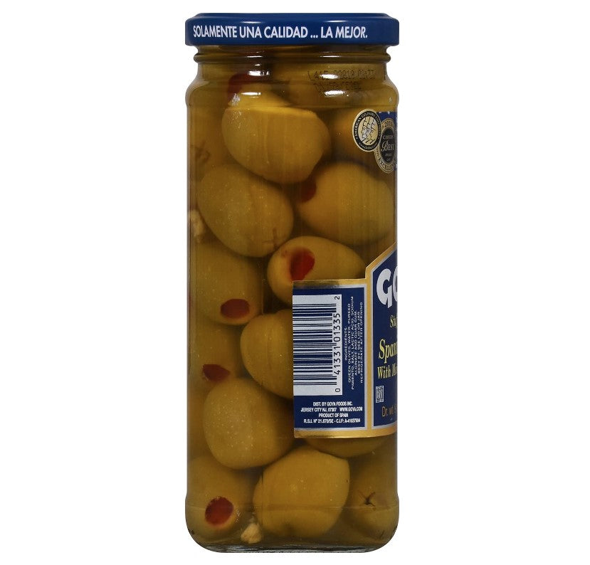 Goya Foods Stuffed Queen Spanish Olives with Minced Pimientos, 9 Ounce - Case 1