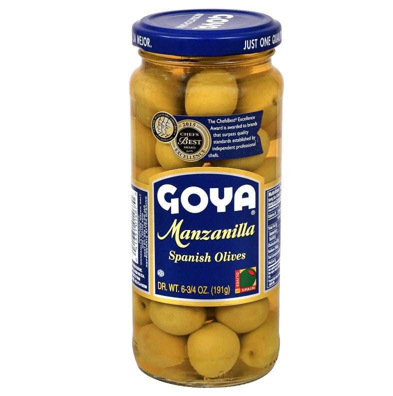 Goya Manzanilla Spanish Olives, 6.75 oz - Case 1