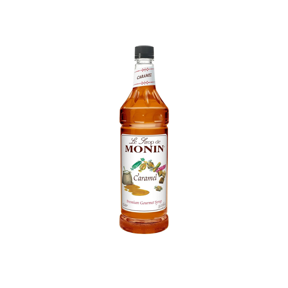 Monin - Caramel Syrup, Rich and Buttery, Great for Desserts, Coffee, and Cocktails, Gluten-Free, Non-GMO (1 Liter) - Case 1