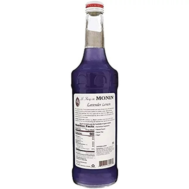 Monin - Lavender Lemon Syrup, Soothing Lavender & Citrus Flavored Syrup, Coffee Syrup, Natural Flavor Drink Mix, Simple Syrup For Coffee, Cocktails, Soda, & More, Gluten-Free, Clean Label (750 Ml) - Case 1